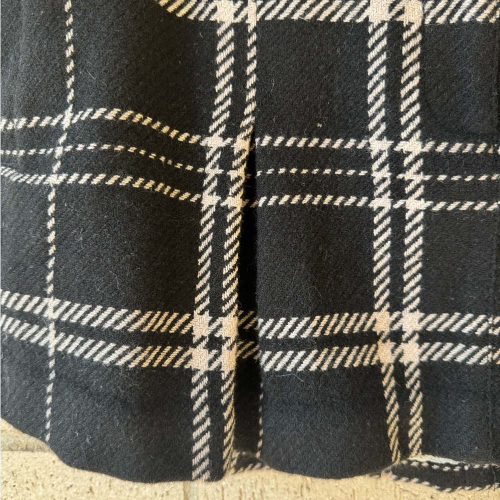 Vintage Y2K American Eagle Black Cream Plaid Wool Blend Mini Micro Skirt Sz 8 - Picture 6 of 9
